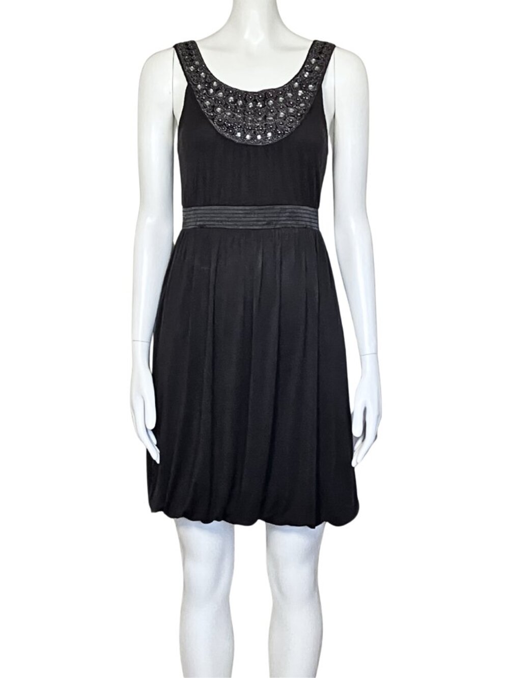 Vintage Y2K Forever 21 Gray Bubble Hem Rhinestone Beaded Dress. Small. Twee